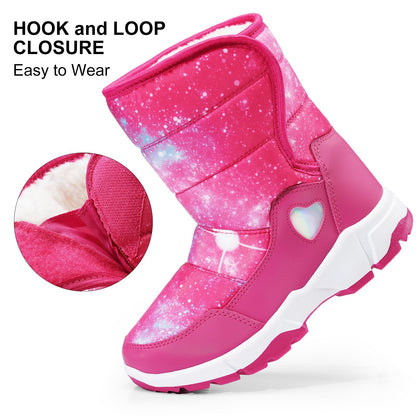 Girls Snow Boots Water-Resistant Warm Fur Lined Anti-Slip Winter Boots for Toddler/Little Kid/Big Kid