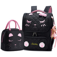 Sac à dos d'école imperméable pour filles, joli sac à dos de voyage pour enfants, motif chat mignon 