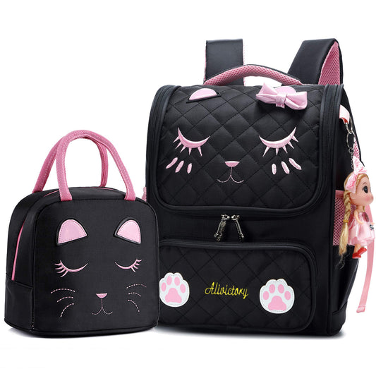 Waterproof Cute Cat School Backpacks for Girls Cute Kids Book Bag Travel Daypack