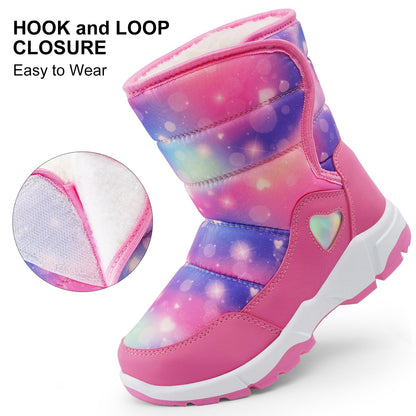 Girls Snow Boots Water-Resistant Warm Fur Lined Anti-Slip Winter Boots for Toddler/Little Kid/Big Kid