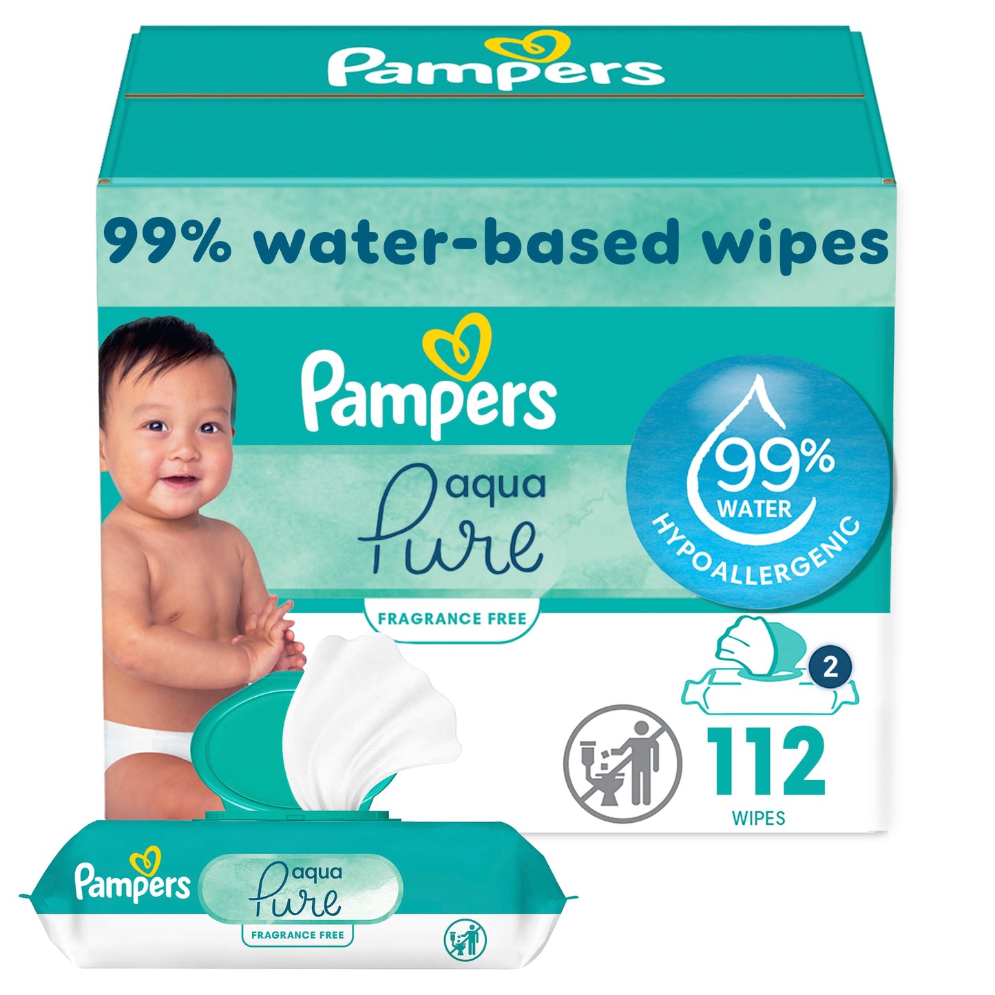 Pampers Aqua Pure Sensitive Baby Wipes 6X Pop-Top 336 Count