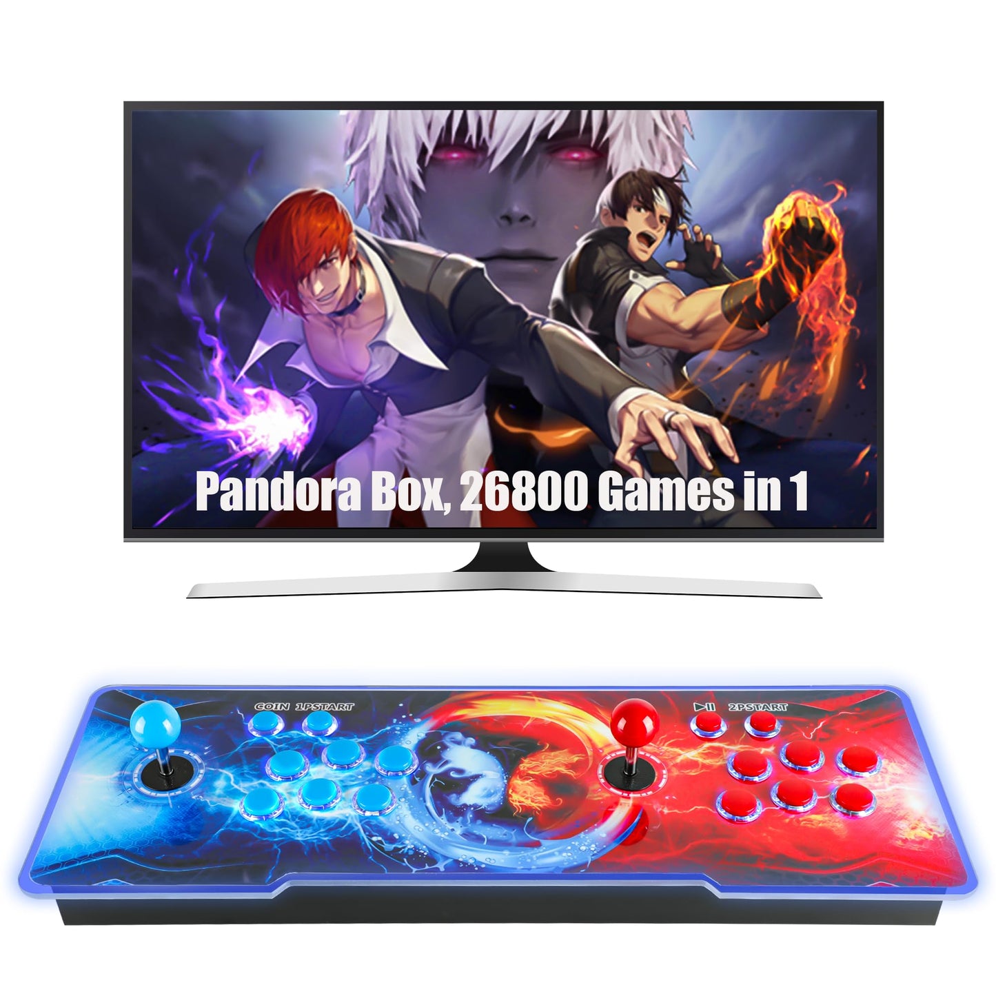 Consola de juegos arcade HHU Pandora Box con 26800 juegos preinstalados, máquina de juegos retro para TV, PC, proyector, admite hasta 4 jugadores, salida Full HD, búsqueda, guardar, ocultar, lista de favoritos 