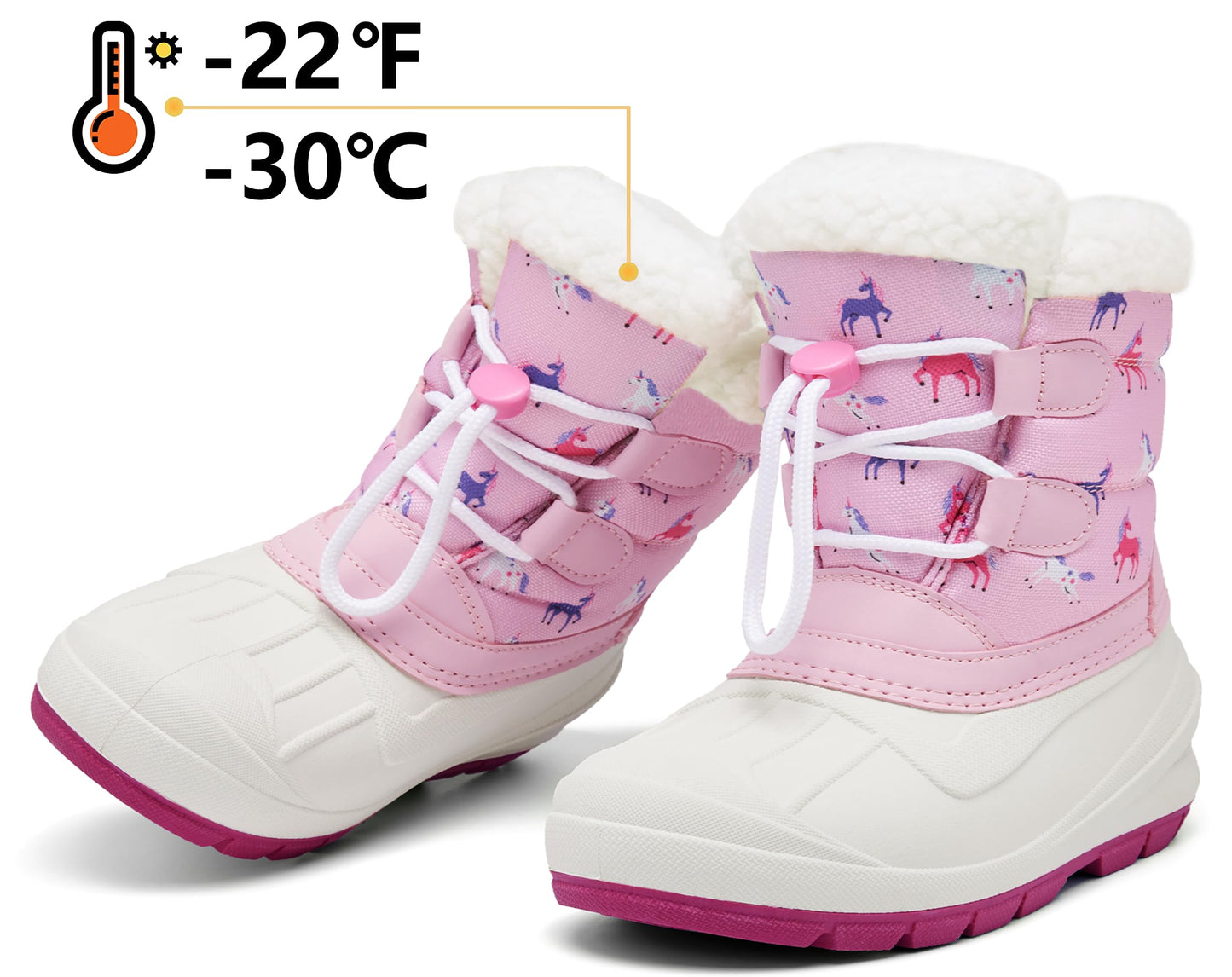 MORENDL Kids' Snow Boots Insulated Waterproof Fur Lined Warm Anti-Slip Winter Shoes for Boys and Girls Outdoor Walking(Toddler/Little Kid)