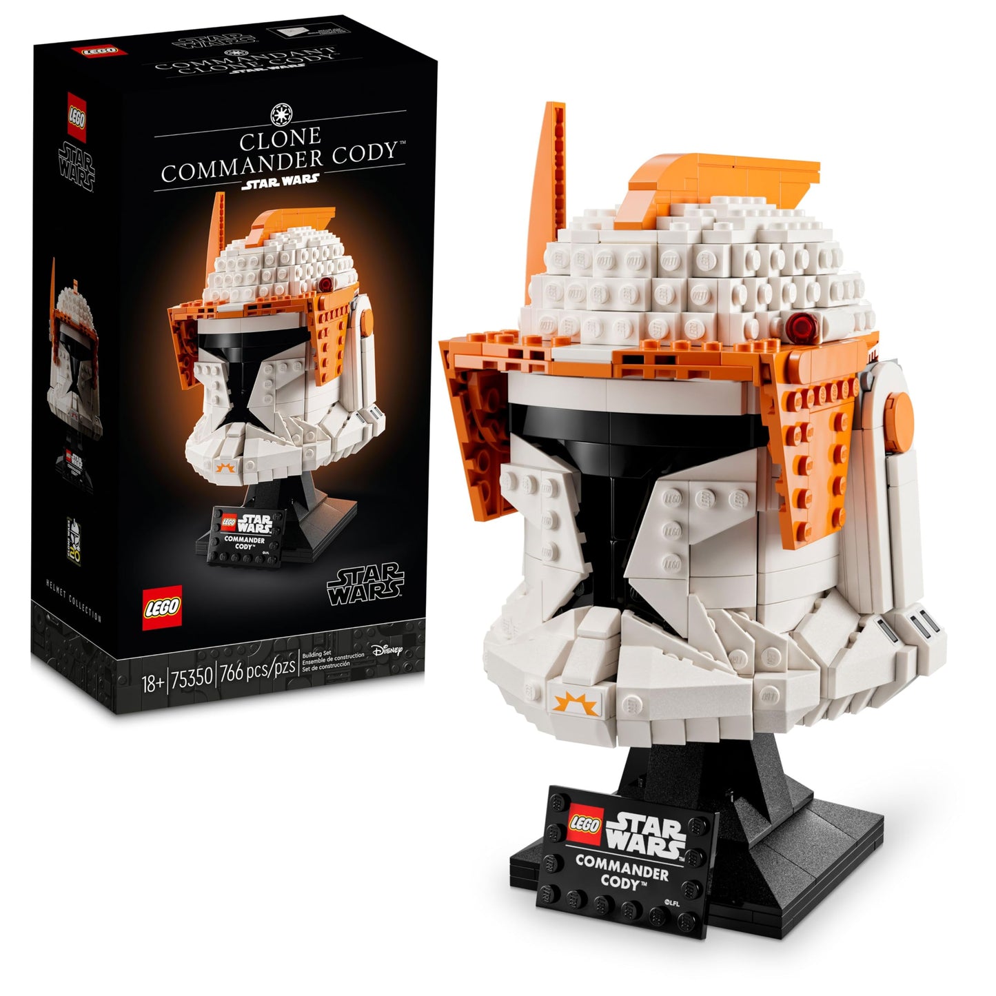 Ensemble de construction à collectionner LEGO Star Wars Clone Commander Cody Helmet 75350 - Avec des détails authentiques, modèle d'affichage de décoration de bureau pour adultes, souvenirs de la collection The Clone Wars et idée cadeau 