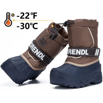 MORENDL Kids' Snow Boots Insulated Waterproof Fur Lined Warm Anti-Slip Winter Shoes for Boys and Girls Outdoor Walking(Toddler/Little Kid)