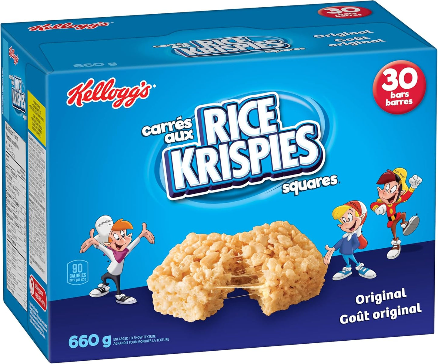 Kellogg's Rice Krispies Square Bars 660g Jumbo Pack-Original, 30 Cereal Bars {Imported from Canada}