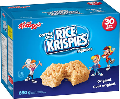 Kellogg's Rice Krispies Square Bars 660g Jumbo Pack-Original, 30 Cereal Bars {Imported from Canada}