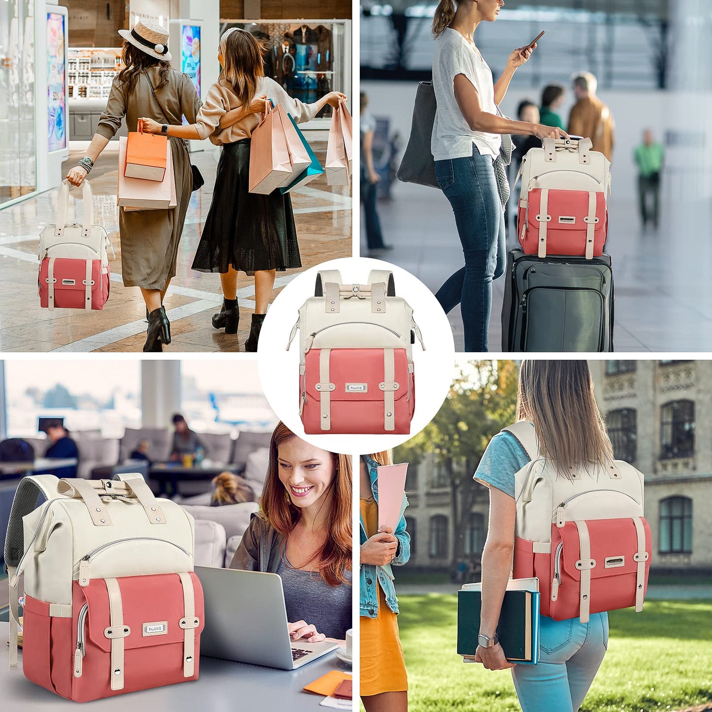 Laptop Backpack for Women,College Work Teacher backpack for 15.6 Inch laptop with USB Charging Port,Travel Anti Theft Laptops Backpack RFID Anti Theft, School Shoulder Purse Bags