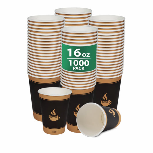 Vaso de papel para bebidas calientes Morning Dew (16 oz, 1000 unidades), vasos para café caliente para llevar, vasos desechables para bebidas calientes, vasos de papel perfectos para restaurantes y cafeterías con servicio para llevar 