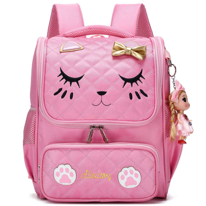 Sac à dos d'école imperméable pour filles, joli sac à dos de voyage pour enfants, motif chat mignon 