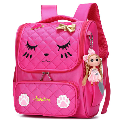 Sac à dos d'école imperméable pour filles, joli sac à dos de voyage pour enfants, motif chat mignon 