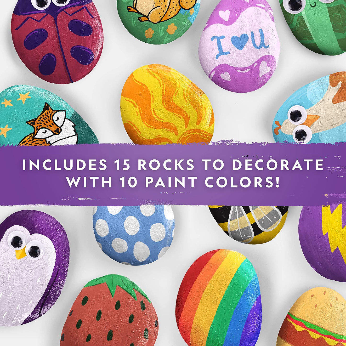 NATIONAL GEOGRAPHIC Rock Painting Kit - Arts & Crafts Kit for Kids, Paint & Decorate 15 River Rocks with 10 Paint Colours & More Art Supplies, Kids Craft, Outdoor Toys, Kids Art Kit, Kids Activity Kit