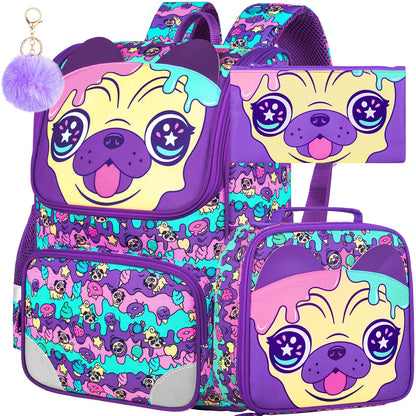 Lot de 3 sacs à dos à paillettes pour filles, sac à dos avec boîte à lunch, sac d'école maternelle pour enfants de 15 pouces pour élèves du primaire et du tout-petit - Koala vert 