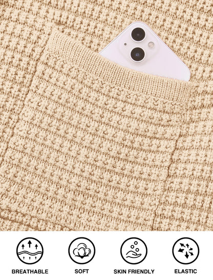 PRETTYGARDEN Open Front Cardigan Sweaters for Women Button Down Long Sleeve Casual Cute Knitted Shirts with Pockets