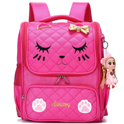 Sac à dos d'école imperméable pour filles, joli sac à dos de voyage pour enfants, motif chat mignon 