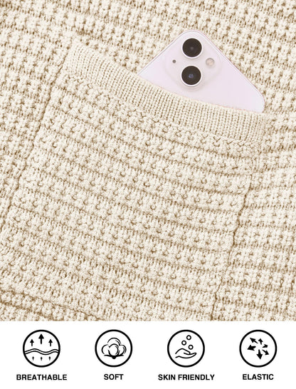 PRETTYGARDEN Open Front Cardigan Sweaters for Women Button Down Long Sleeve Casual Cute Knitted Shirts with Pockets