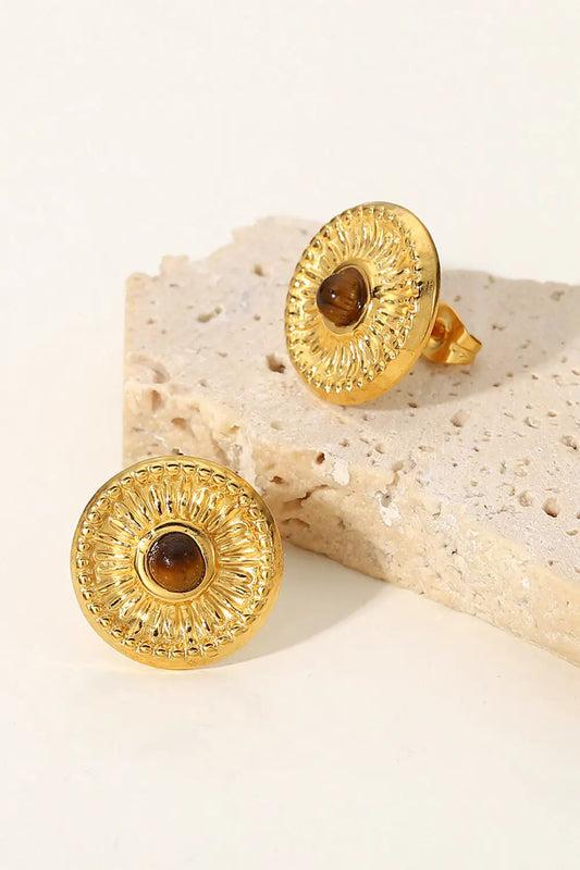 18K Gold Plated Round Stud Earrings