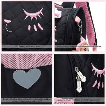 Sac à dos d'école imperméable pour filles, joli sac à dos de voyage pour enfants, motif chat mignon 