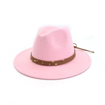 Sombreros Fedora de fieltro de lana con ala ancha y plana de moda