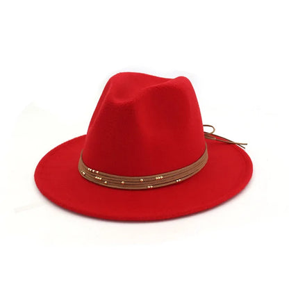 Sombreros Fedora de fieltro de lana con ala ancha y plana de moda