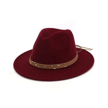 Sombreros Fedora de fieltro de lana con ala ancha y plana de moda